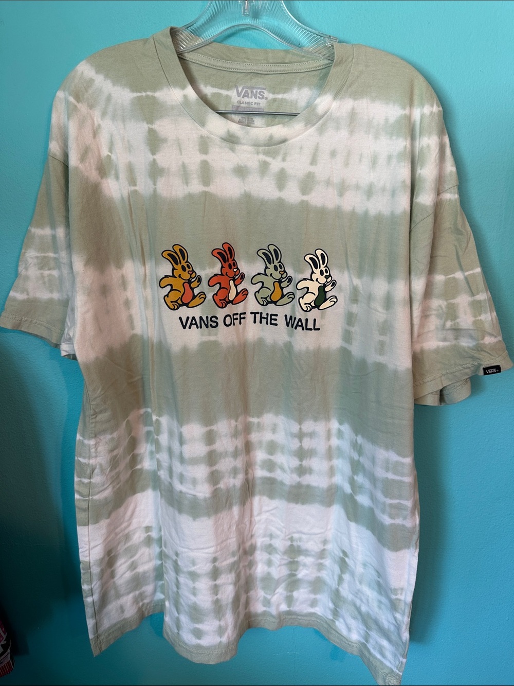 VANS Off The Wall Tie Dye Graphic Bunny Short Sleeve Tshirt XL